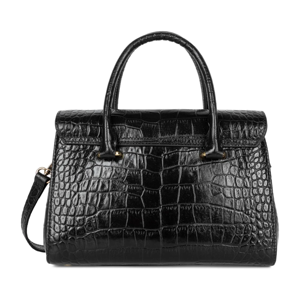 Lancaster Flap Handtas met Metalen Sluiting Black Dames