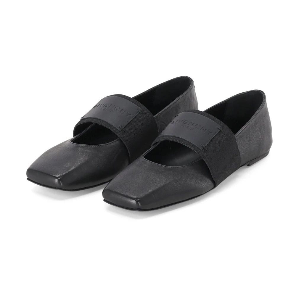 Givenchy Kvinno Svart Skor Dam, 39 Eu, Läder, Sliced Square Ballerina