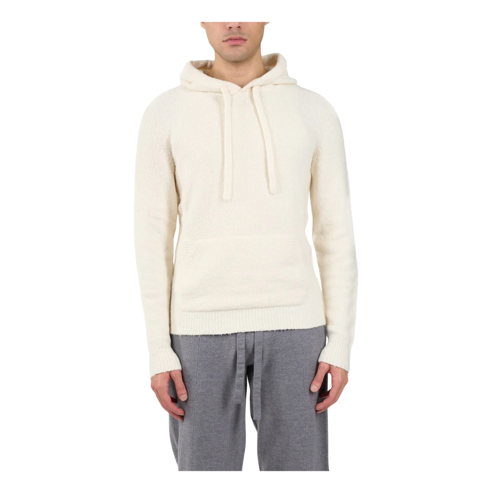 Roberto Collina Katoenen Hoodie met Kangoeroezak Beige Heren