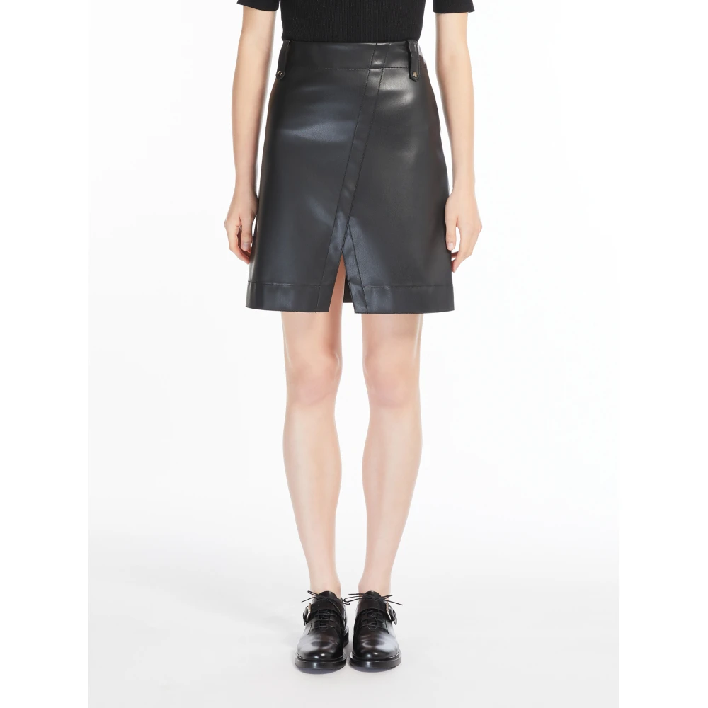 Max Mara Zwarte Jersey Rok Met Hoge Taille Black Dames
