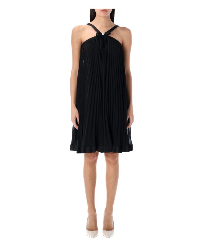 robe-noire-mini-plissee-a-col-halter