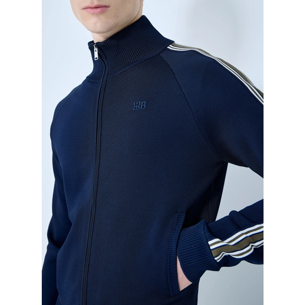 Wales Bonner Gestreepte Gebreide Track Top Blue Heren