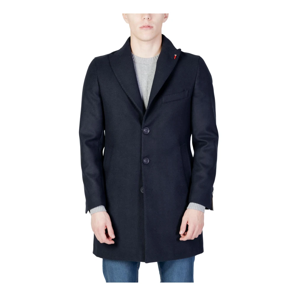 Mulish Blauwe Reverskraag Button-Up Jas Blue Heren