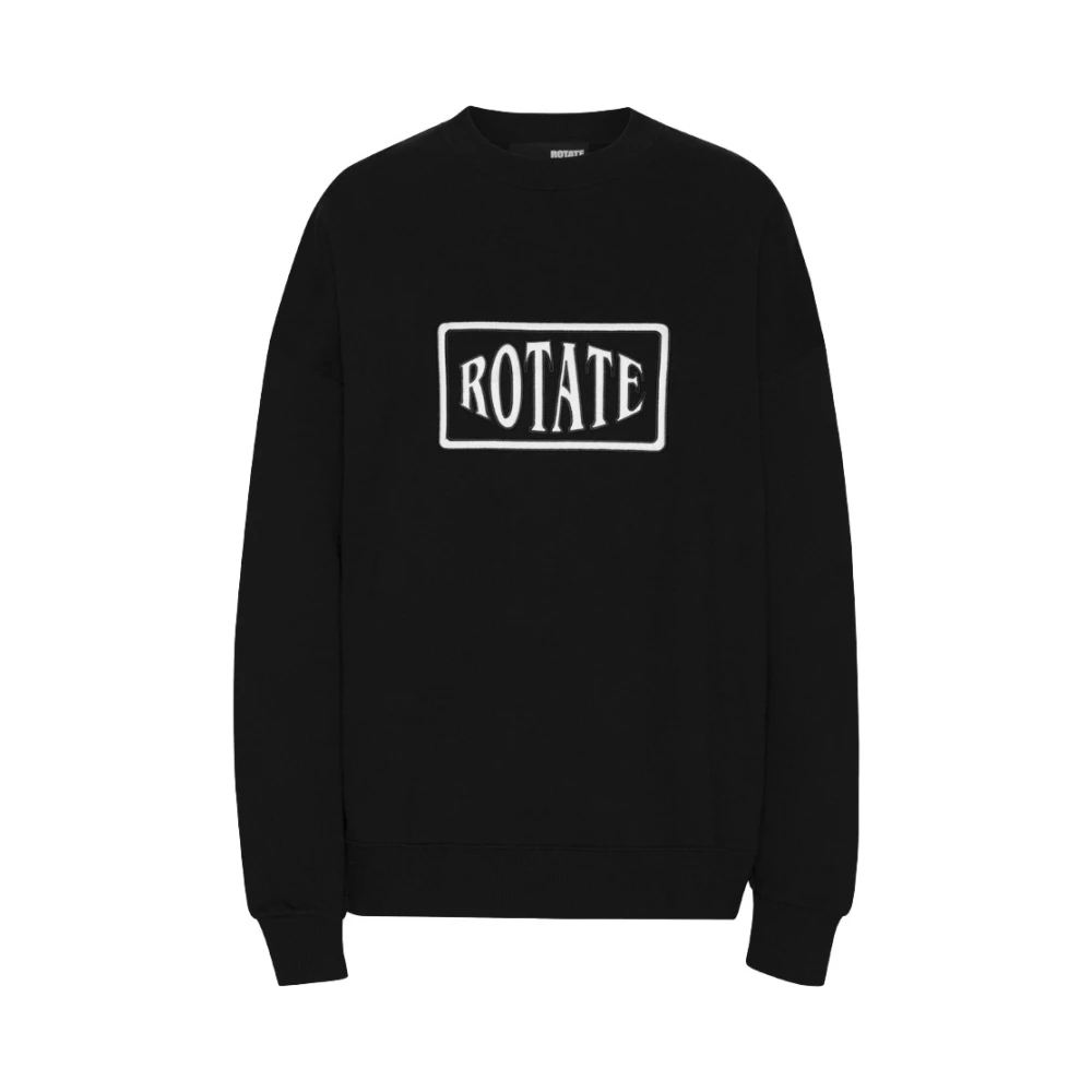 Rotate Birger Christensen Oversized sweatshirt met geborduurd logo Black Dames
