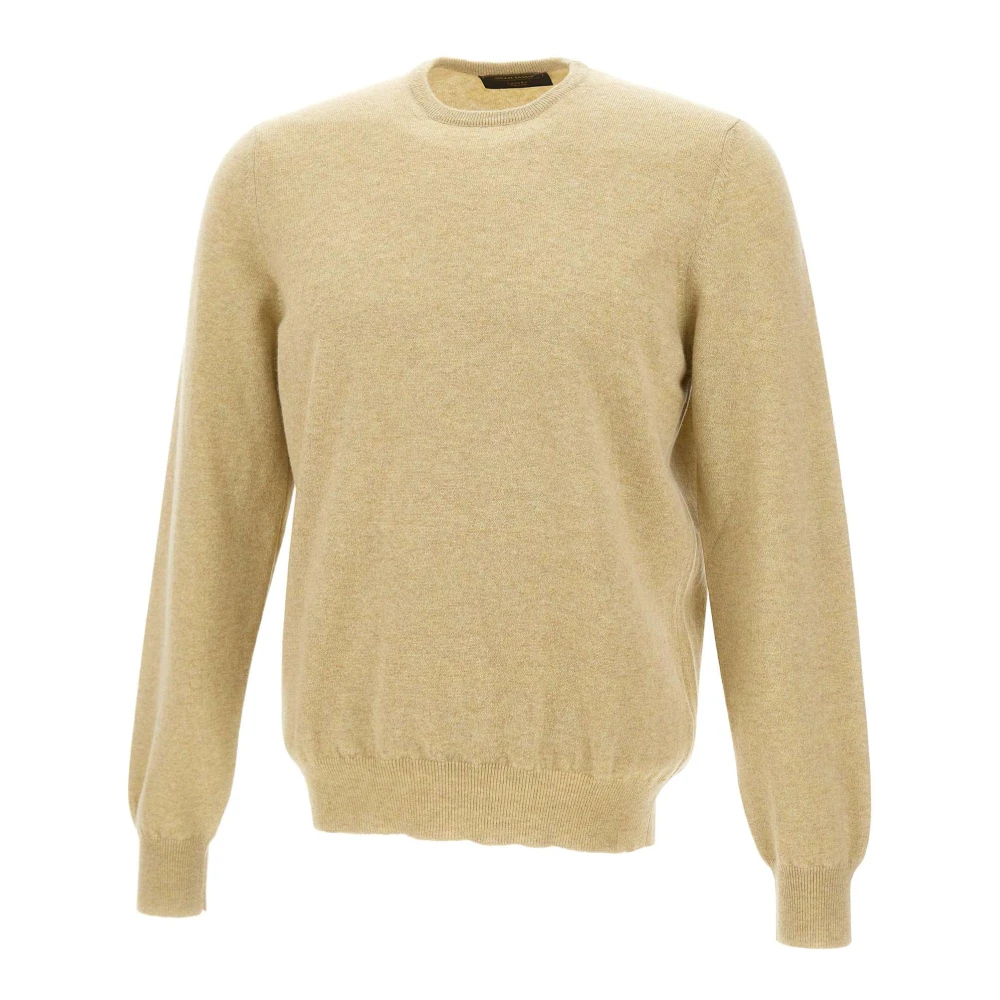 Gran Sasso Herr Beige Stickade Tröjor Xl, Cashmere Crewneck Sweater