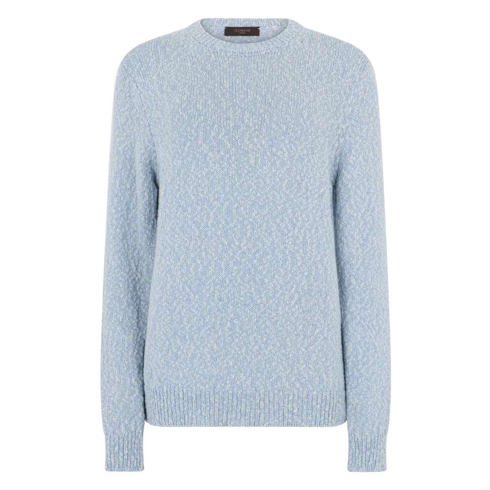 Slowear Men's Blue Round-Neck Knitwear, Xl, Cotton Jumper