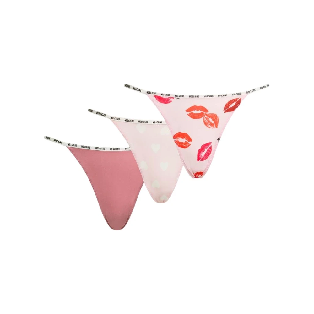 Moschino Pink Underpants, Female, S, Set Of 3 Microfiber Thongs