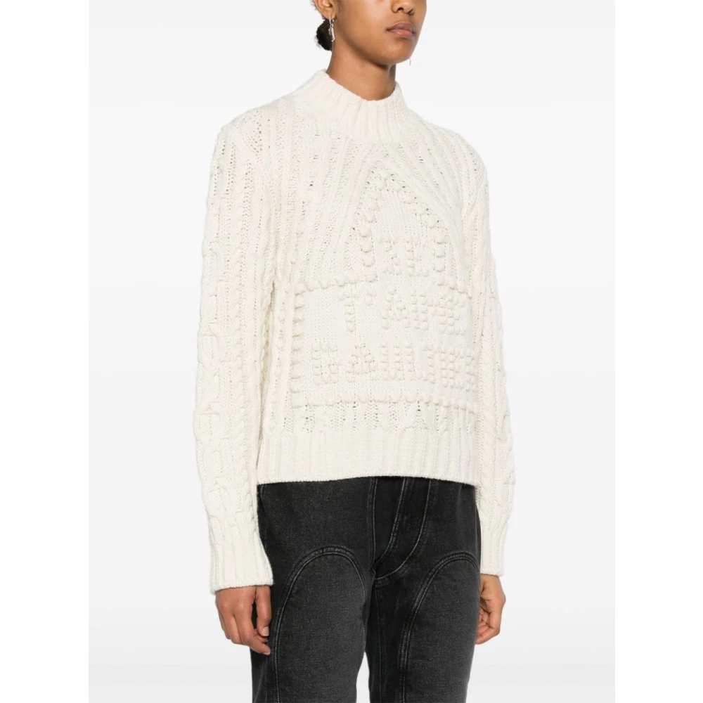 Jean Paul Gaultier Chunky Gebreide Hoge Hals Trui Beige Dames