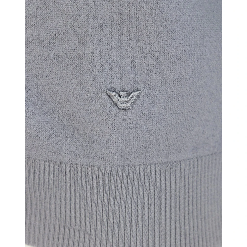 Emporio Armani Grijze Wollen Vest V-Hals Lange Mouw Gray Heren