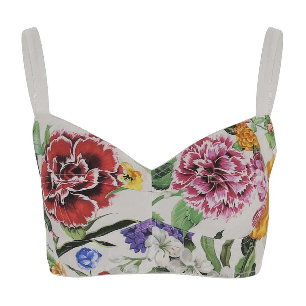 Dolce & Gabbana Bloemenpatroon Crop Top Stretch Katoenmix Multicolor Dames