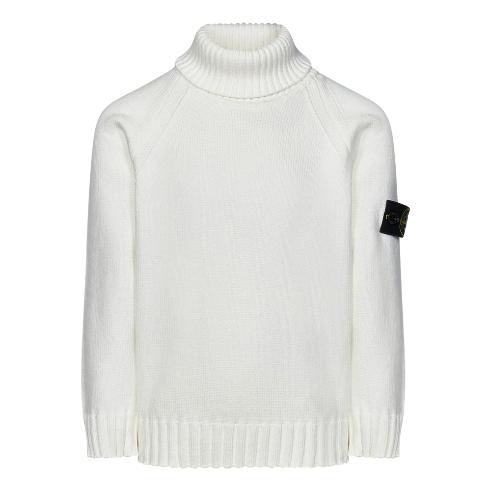 Stone Island Boys White Kids Knitwear, 8 Y, Turtleneck Jumper