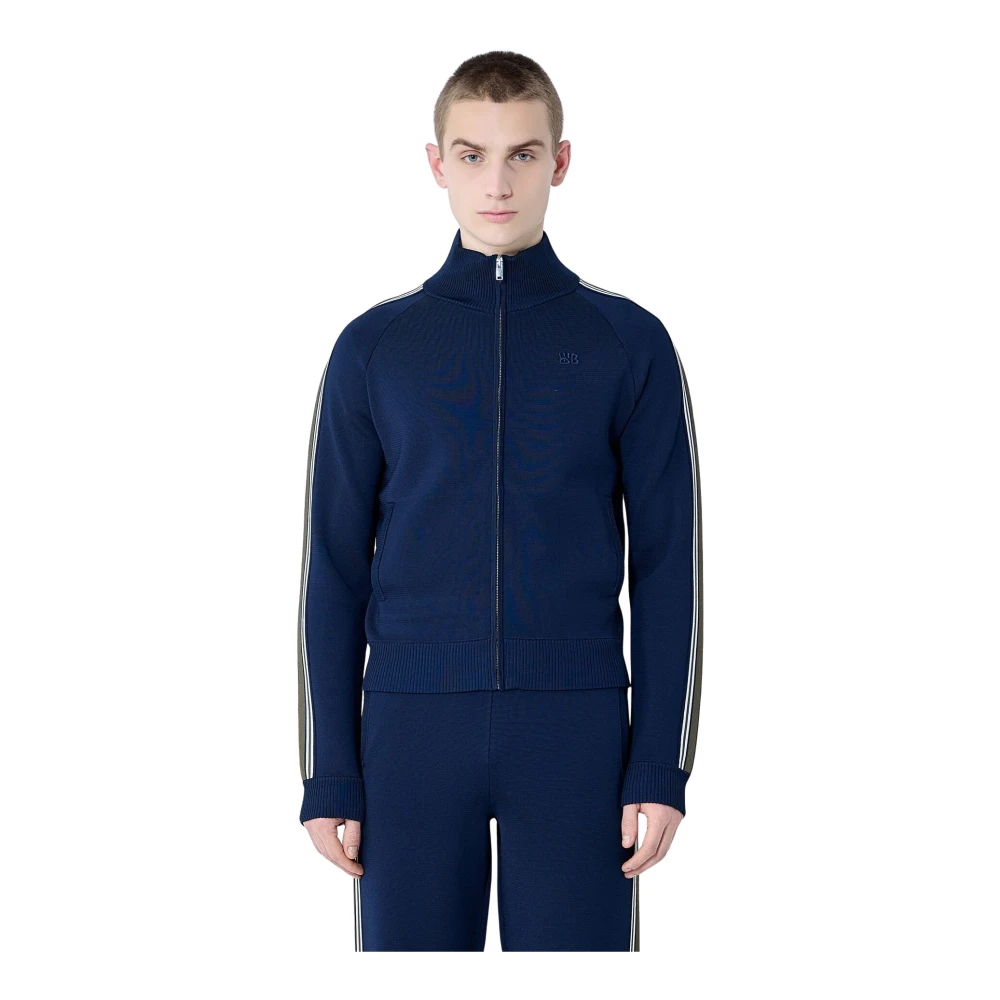 WALES BONNER Randig Stickad Track Top Blue, Herr