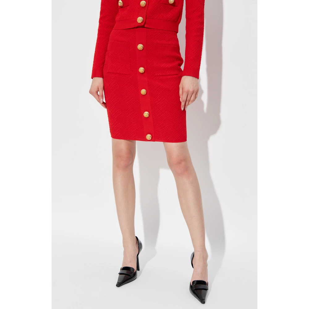 Balmain Rok met decoratieve knopen Red Dames