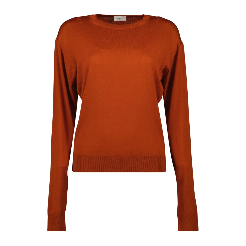 Saint Laurent Orange Wool And Cashmere Jumper - Female - Cashmere Knitwear - S - Knitwear