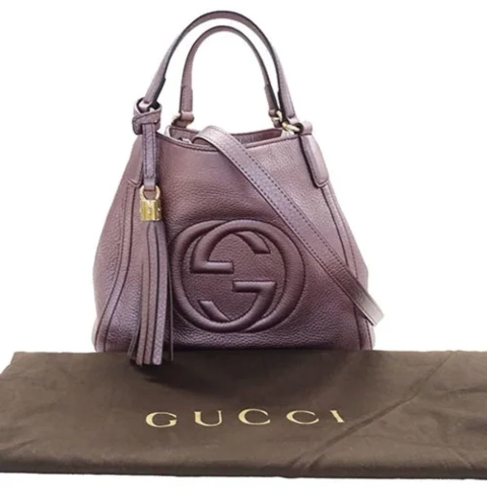 Gucci Vintage Pre-owned Leather handbags Purple Dames