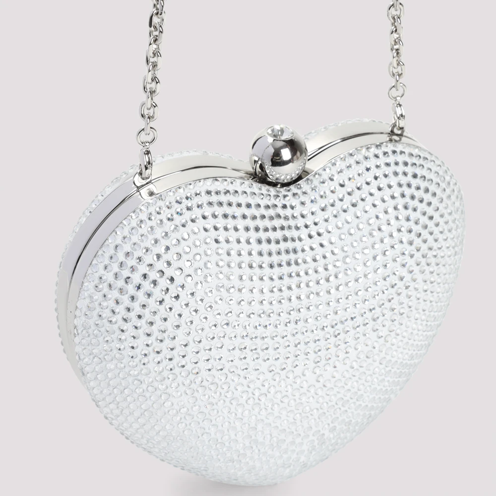 Mach & Mach Kristal Hart Hotfix Clutch White Dames