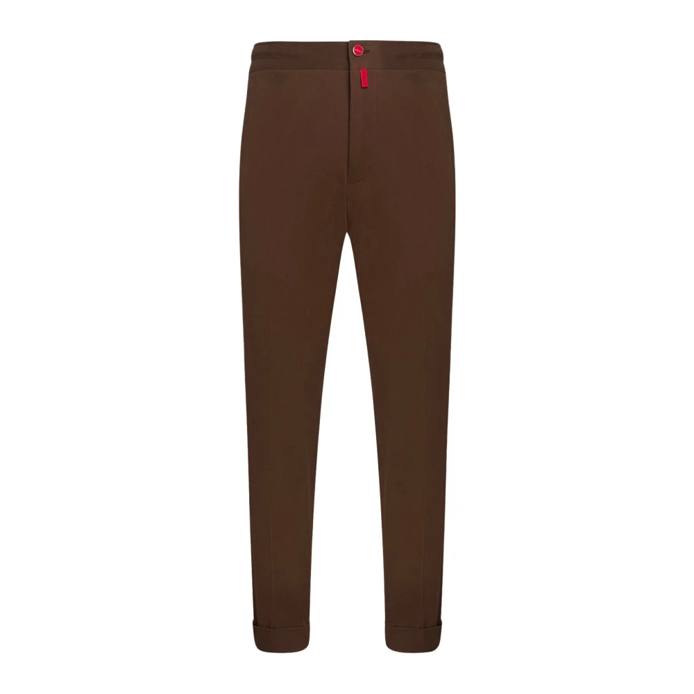 Kiton Bruine Katoenen Trekkoord Jogger Broek Brown Heren