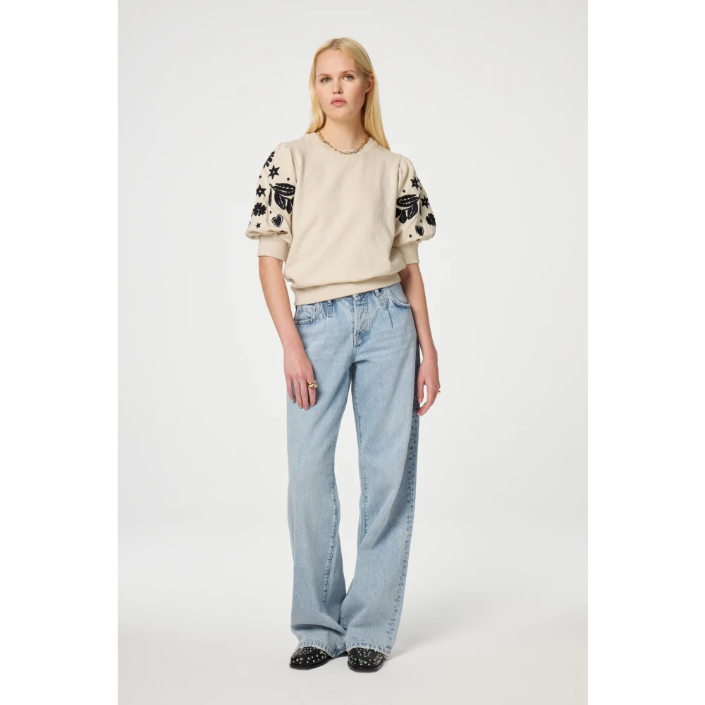 Fabienne Chapot Beige Bloemen Trui Beige Dames