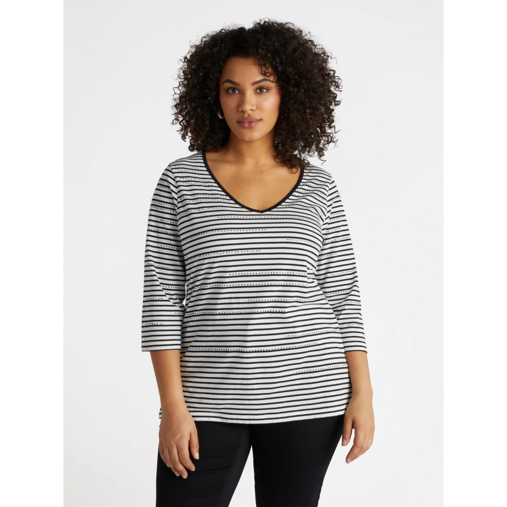 Fiorella Rubino Gestreept T-shirt met strass Black Dames