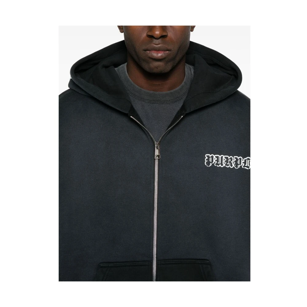 Purple Brand Rits Hoodie Sweater Zwart Black Heren