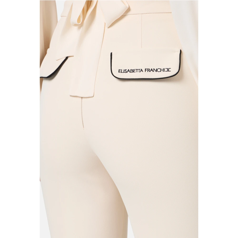 Elisabetta Franchi Wijde Pijp Stretch Crepe Broek Beige Dames