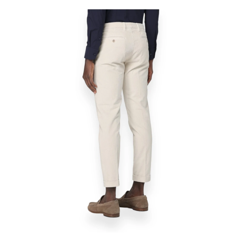 Fay Velours Capri Broek met 500 Strepen Beige Heren