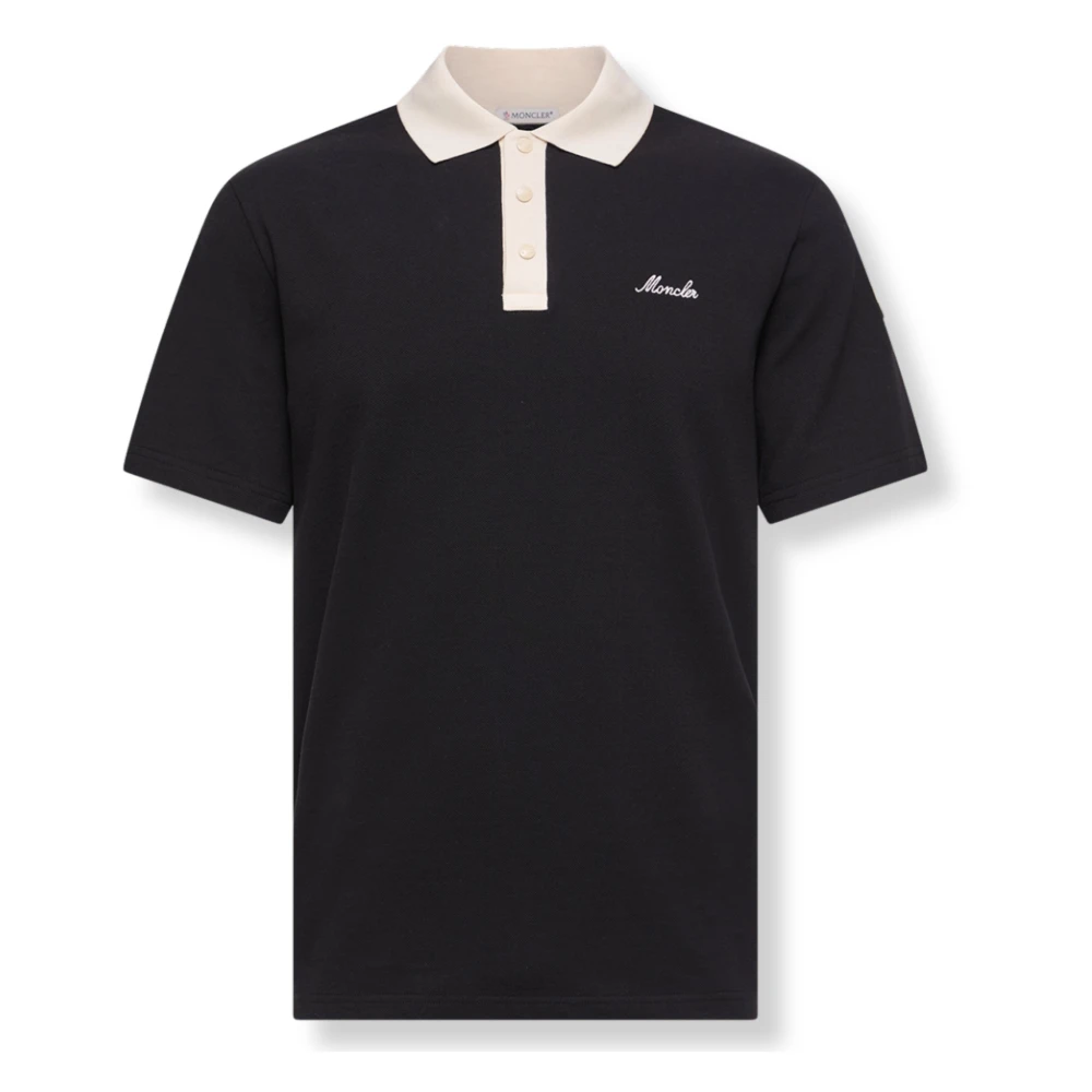 Moncler Svart Piqué Cotton Polo