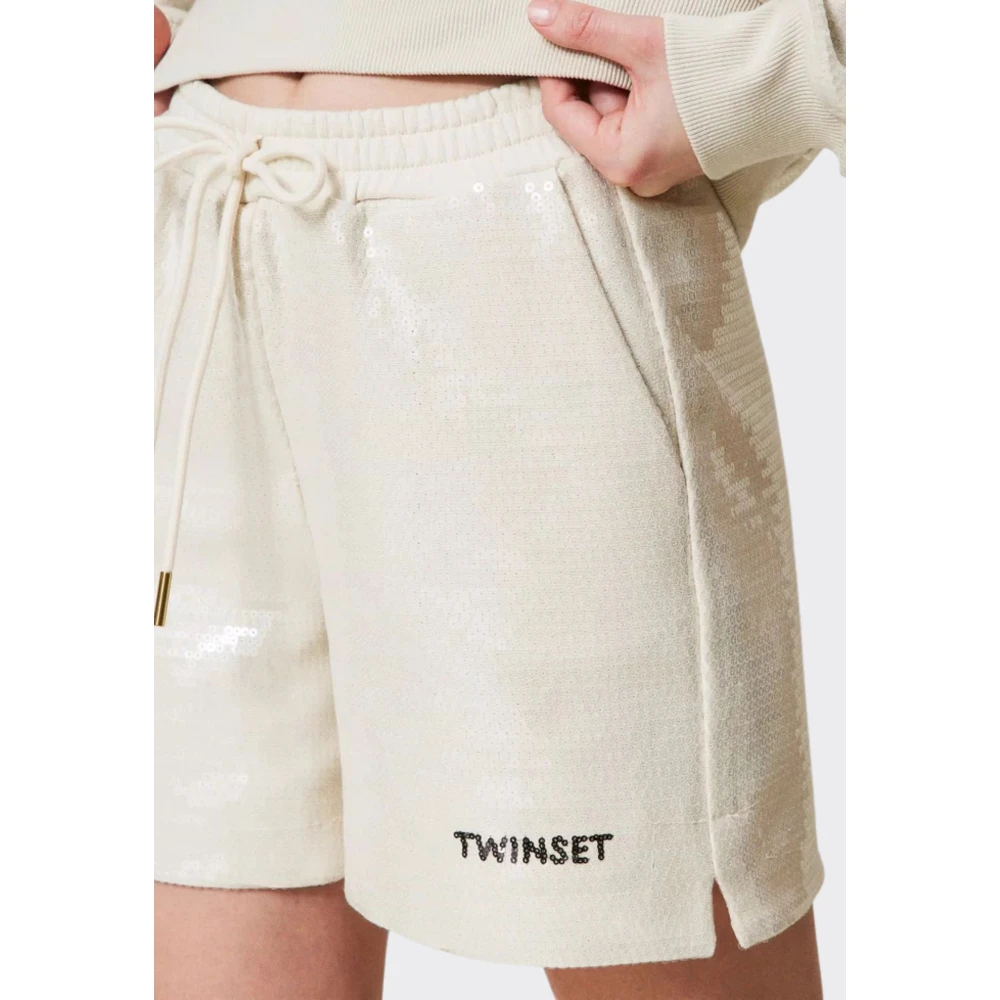 Twinset Beige Paillet Bermuda Shorts Beige Dames