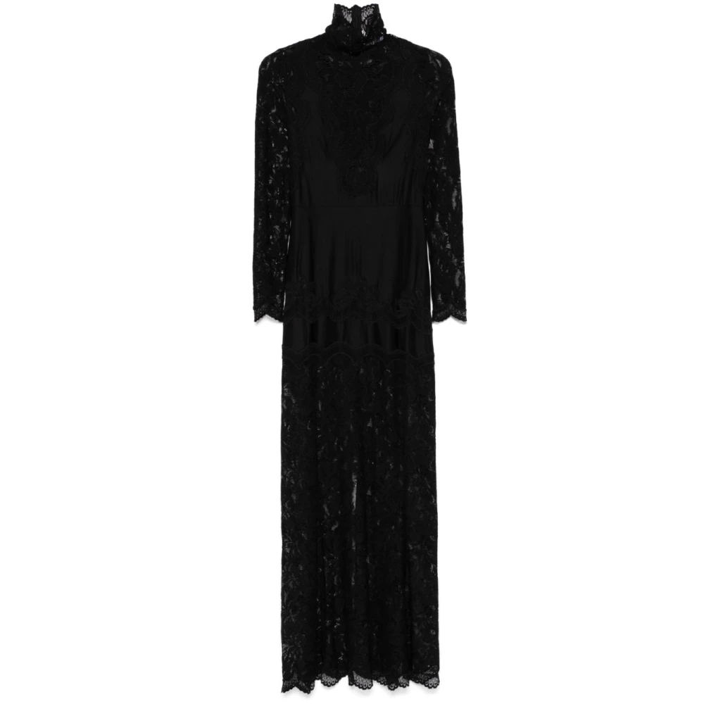 Rabanne Women's Black Lace Jersey Long Dress