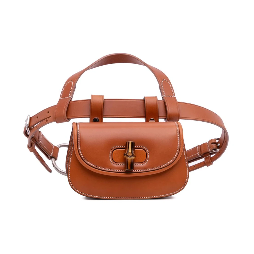 Gucci Vintage Women's Brown Pre-Owned Waist Belt Bag With Bamboo Detail
