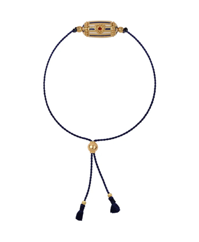 adjustable-blue-and-white-enamel-bracelet-with-garnet