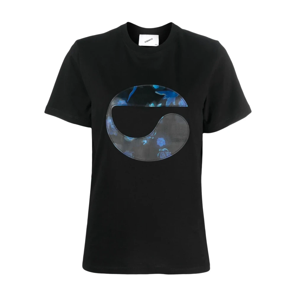 Coperni Zwart Rozenprint T-Shirt Black Dames
