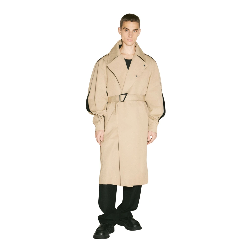 Mugler Twill Trenchcoat met brede kraag Beige Heren