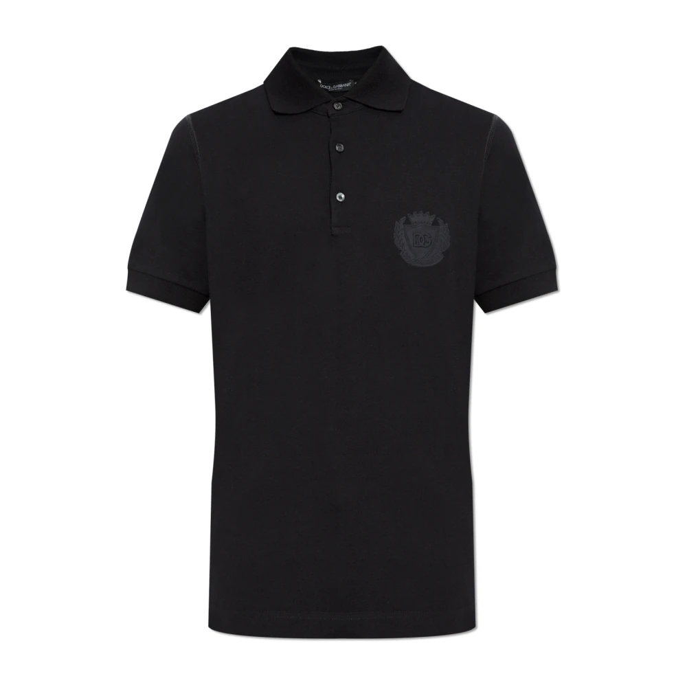 Dolce & Gabbana Katoenen polo met logo Black Heren