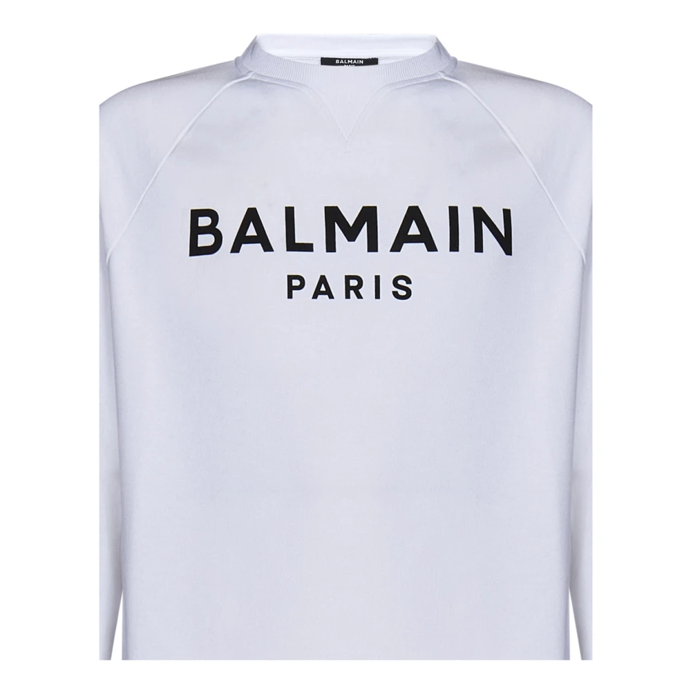 Balmain Witte Katoenen Sweatshirt White Heren