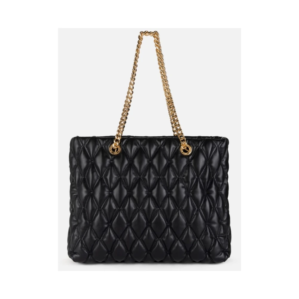 Elisabetta Franchi Zwarte Shopper Tas met Gouden Details Black Dames