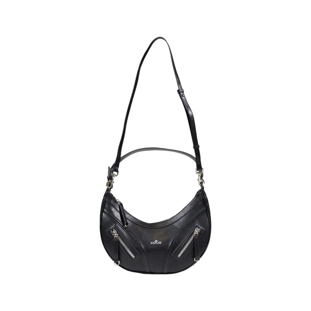 Replay Zwarte Polyester Handtas Herfst Winter Collectie Black Dames