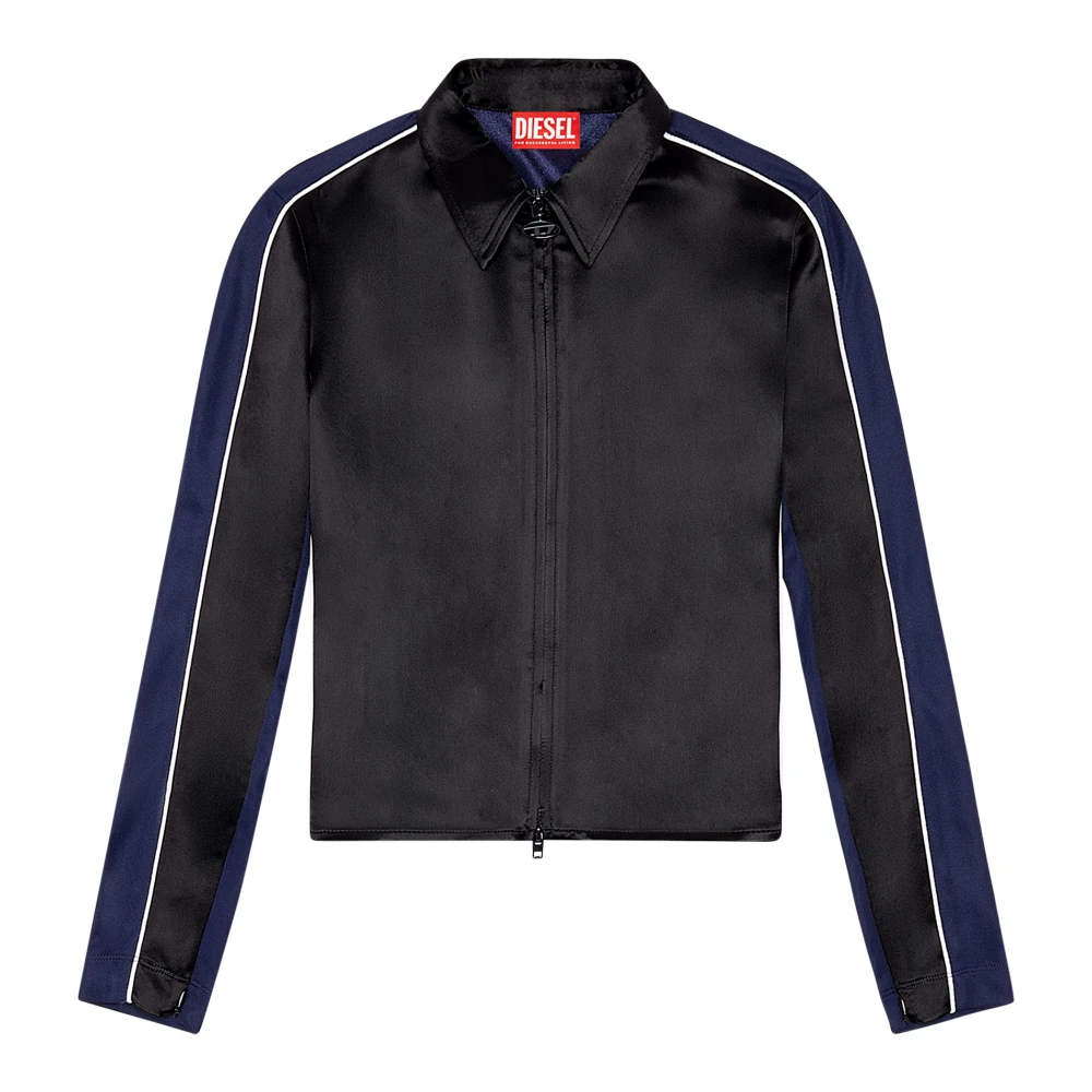 Diesel Shirt-jacket in satin and double knit Black Dames
