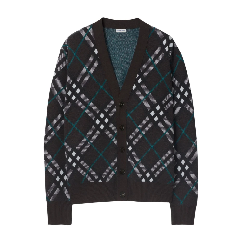 Burberry Groen Geruit Kasjmier Vest Trui Green Heren