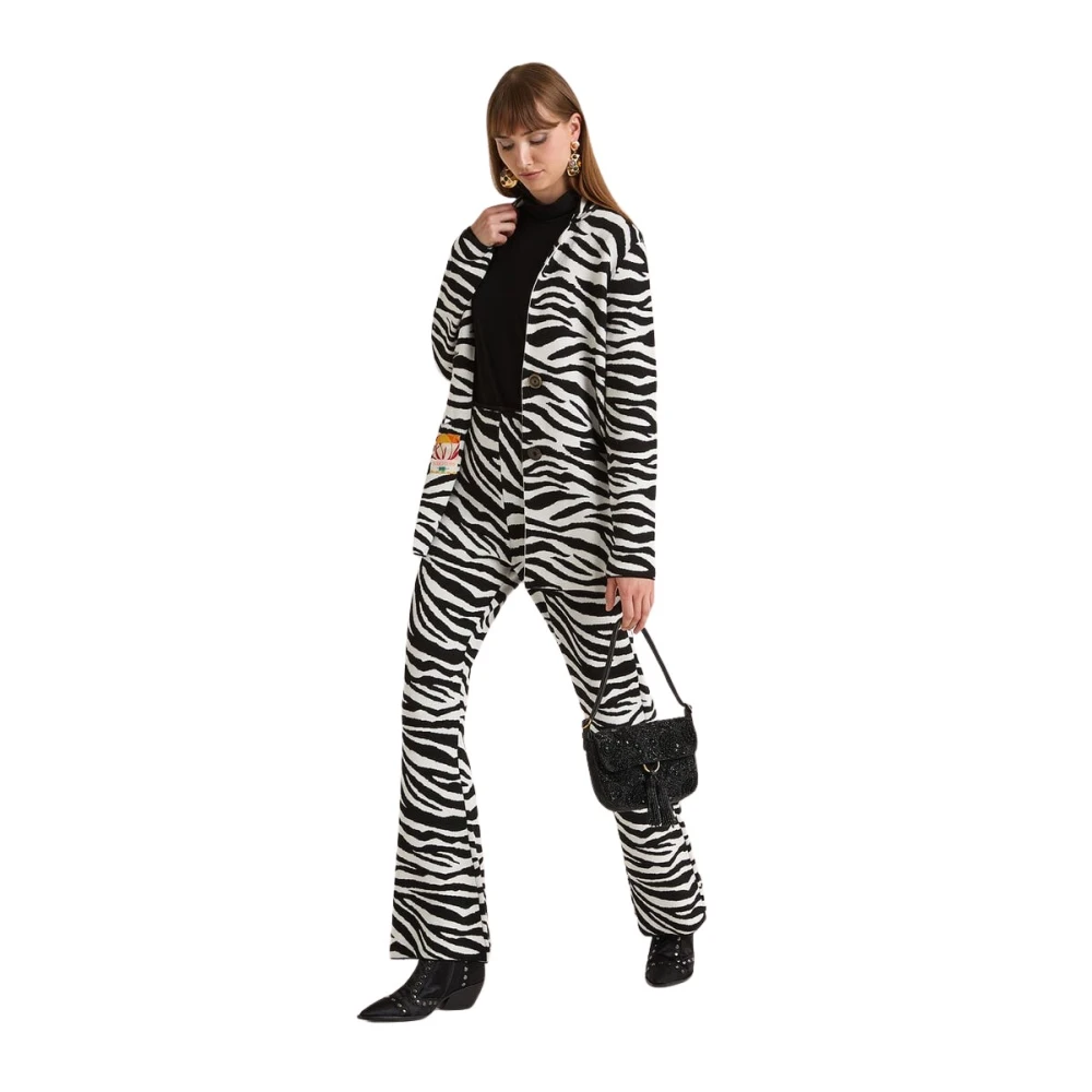 Maliparmi Women's Black Wide Trousers, Xs, New Jacquard Trousers