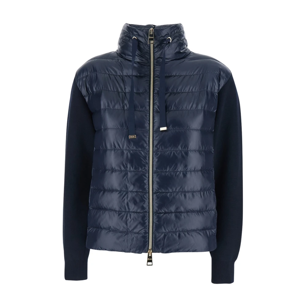 Herno Donna Blu - Bimaterial Cotton Nylon Jacket - Jackets - M