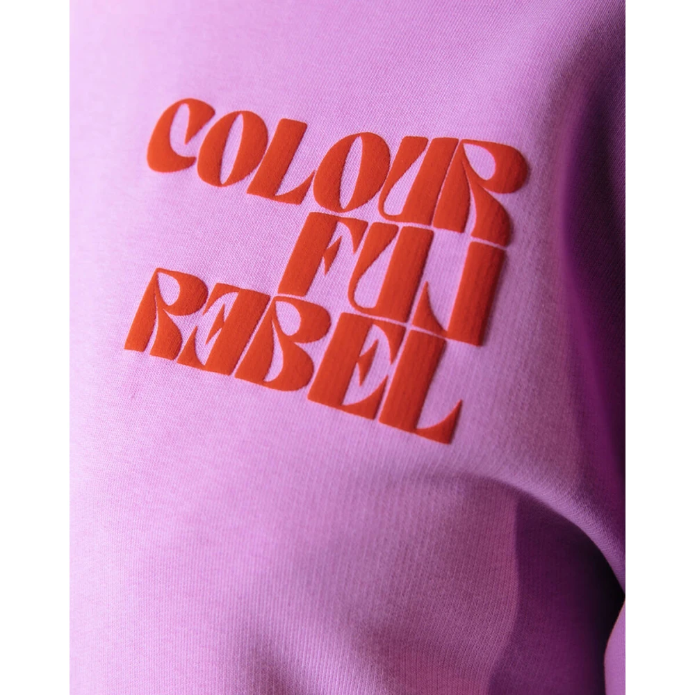Colourful Rebel Puff Logo Clean Hoodie Purple Dames