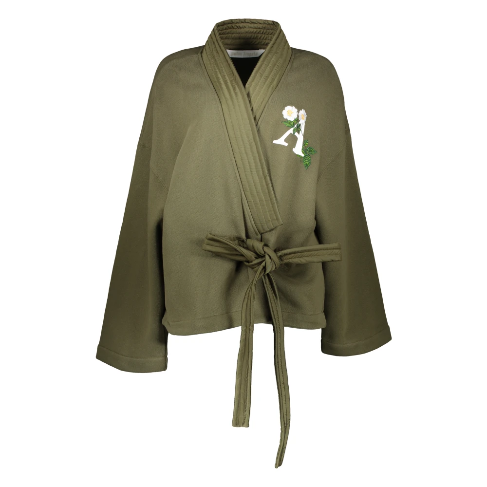 Palm Angels Kimono met Contrasterende Halslijn en Print Green Dames