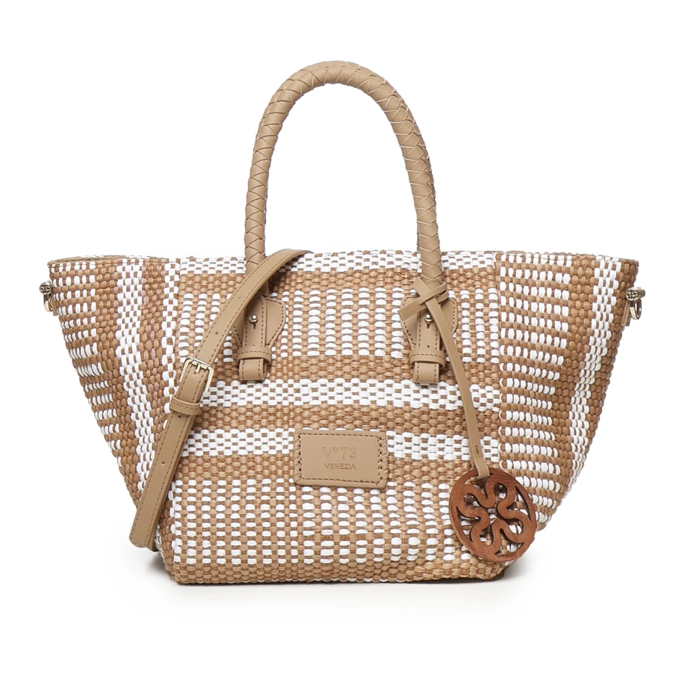V73 Multicolor Beige Shopping Bag With Logo Patch - Female - Shopping Bags - One Size - Bags