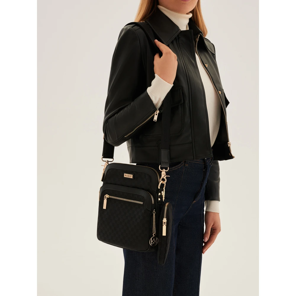 Kazar Dames zwarte messenger tas Black Dames