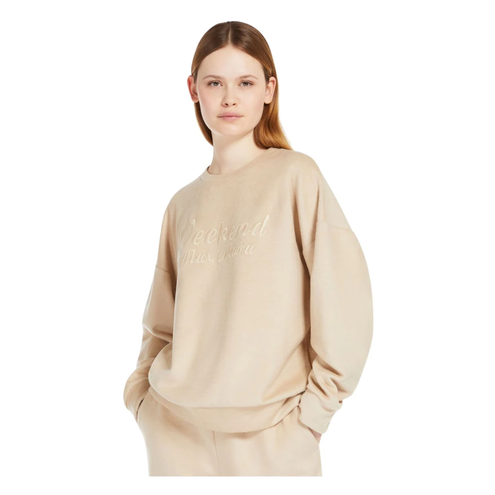 Max Mara Weekend Zachte Katoen en Wol Trui Beige Dames