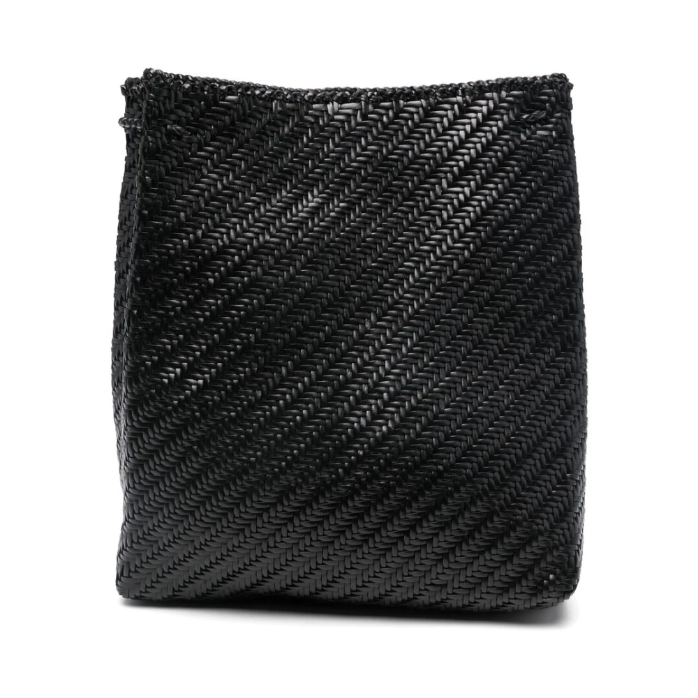 Dragon Diffusion Zwarte leren rugzak met trekkoordsluiting Black Dames
