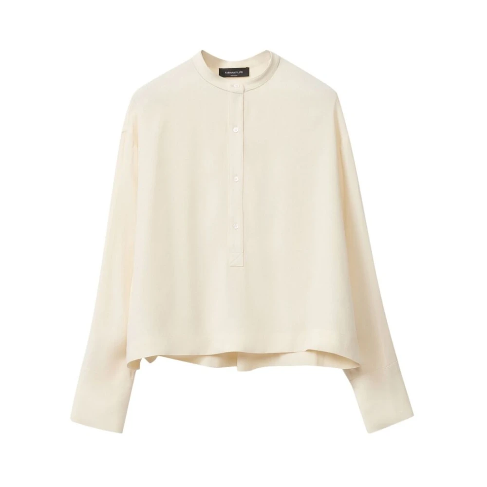Fabiana Filippi Witte Geknoopte Kraagloze Lange Mouwen Blouse White Dames