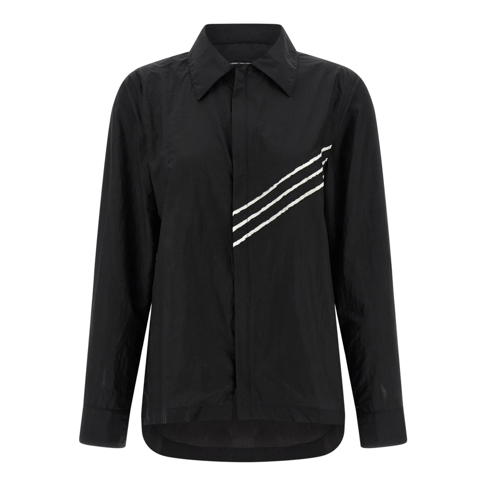 Y-3 Women's Black Raw Edge 3 Stripes Shirt