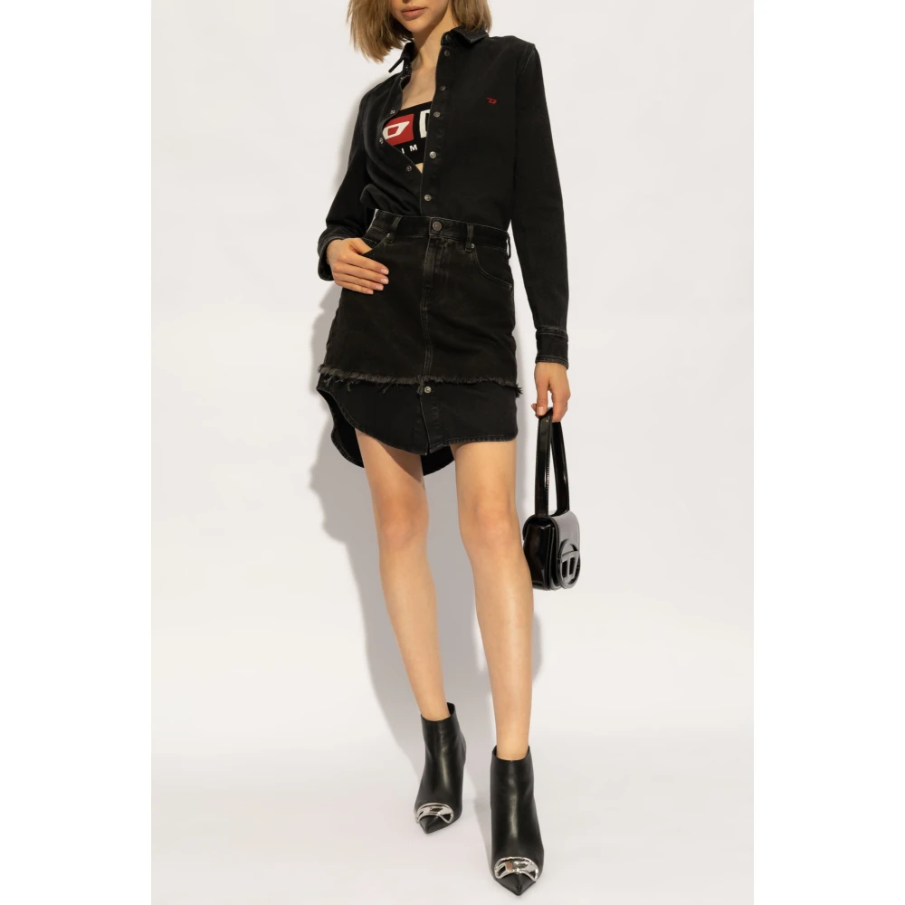 Diesel Jurk met Afneembare Rok Black Dames